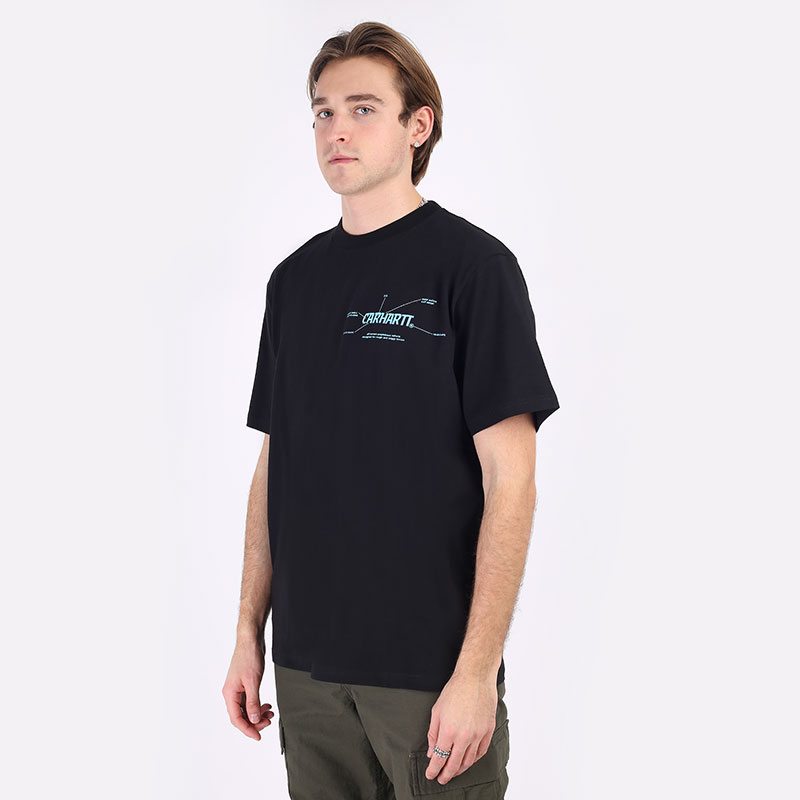 мужская черная футболка Carhartt WIP S/S Blueprint T-Shirt I029979-blk/lgt blue - цена, описание, фото 1